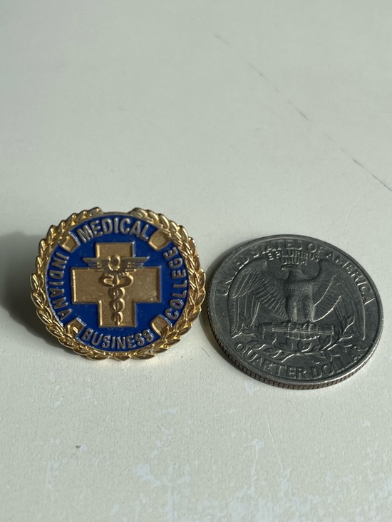Other - Indiana Business College Medical Enamel Lapel Pin - Blue & Gold